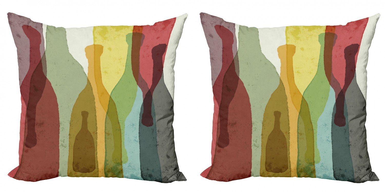 Kissenbezüge Modern Accent Doppelseitiger Digitaldruck, Abakuhaus (2 Stück), Wein Abstrakte Bunte Flaschen