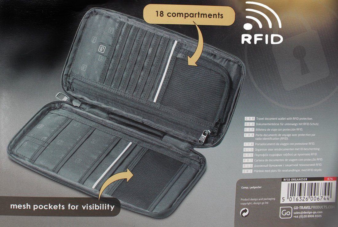 674 Fächern, 18 blockt mit RFID-Scans Travel RFID Organizer Reise Go Organisationsmappe