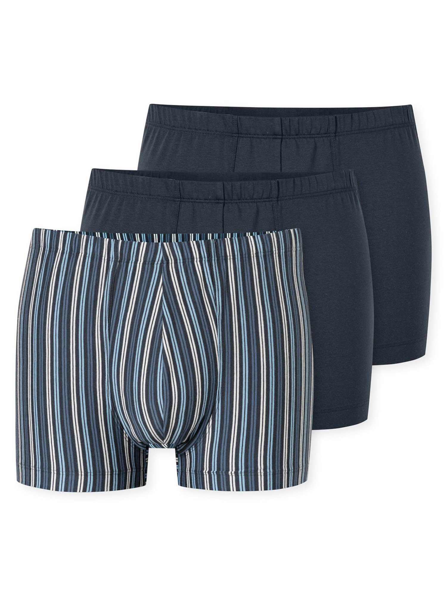 Schiesser 3-er Set Trunks Schwarz & Blau Gestreift günstig online kaufen
