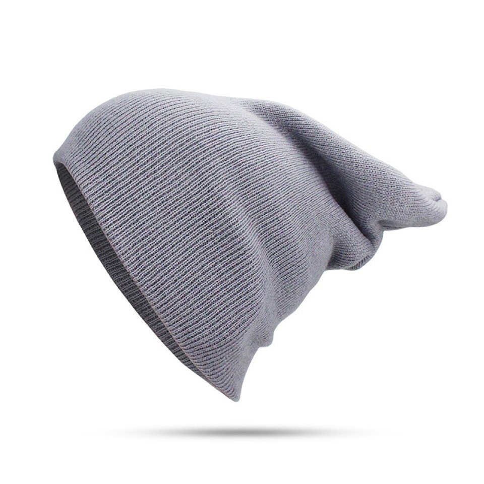 Blusmart Strickmütze Mütze Für Damen Und Herren, Unisex, Mit Bündchen, Einfarbig, Warm grau