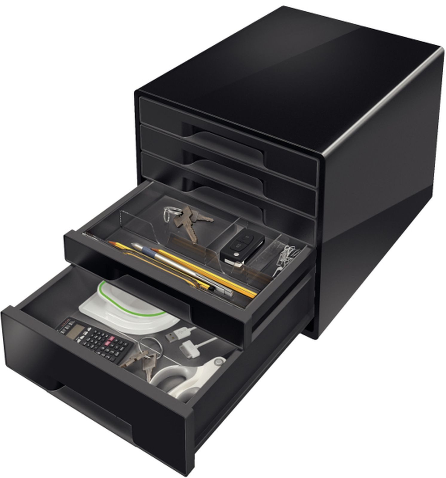 LEITZ Organizer Schubladenbox Cube 5 Schubladen PS schwarz/weiß