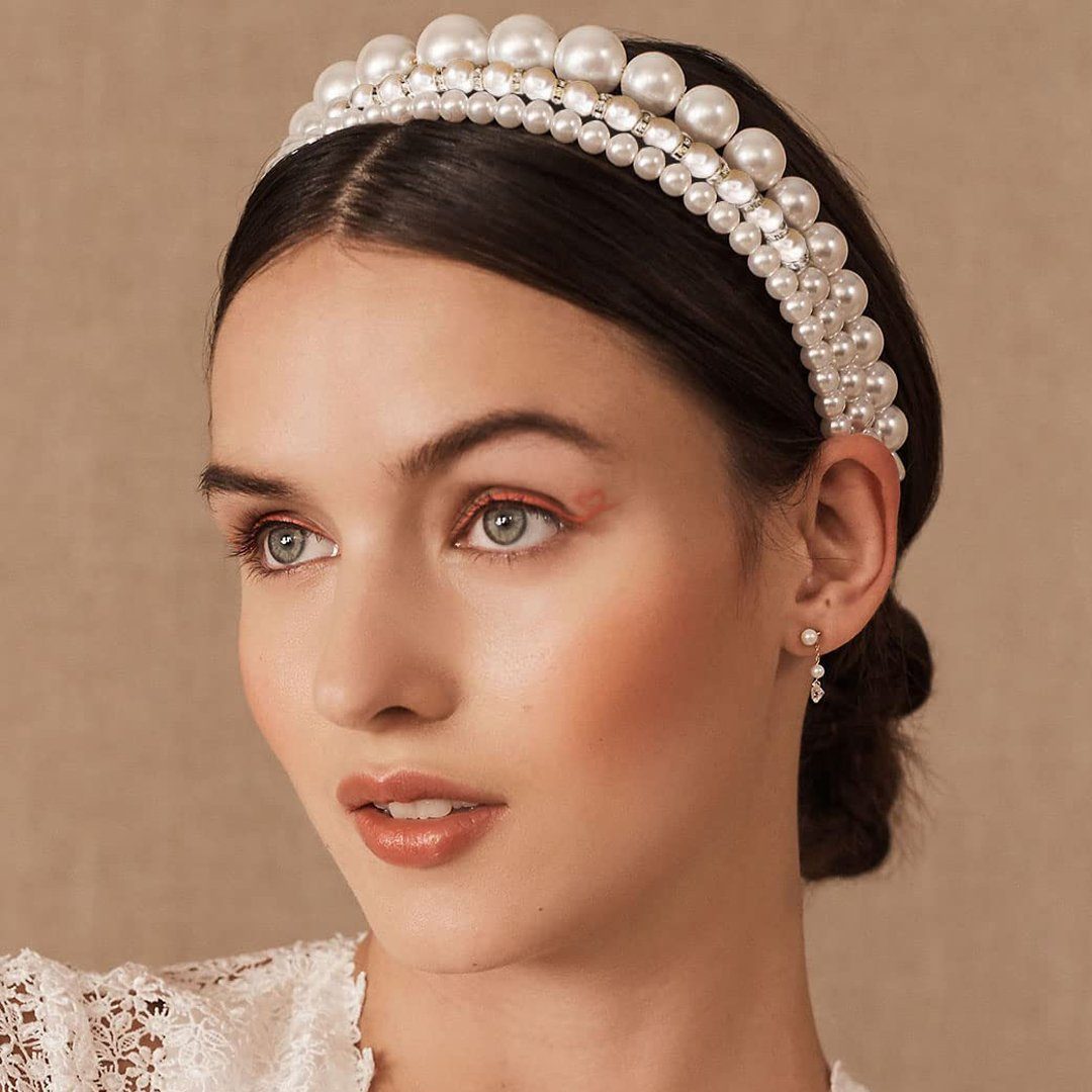 BEARSU Diadem »Fashion Pearl Damen Stirnband Perlen Haarband Solide  Kopfbedeckung Täglicher Gebrauch Haarschmuck für Frauen und Mädchen (3  Stück)« (1-tlg)