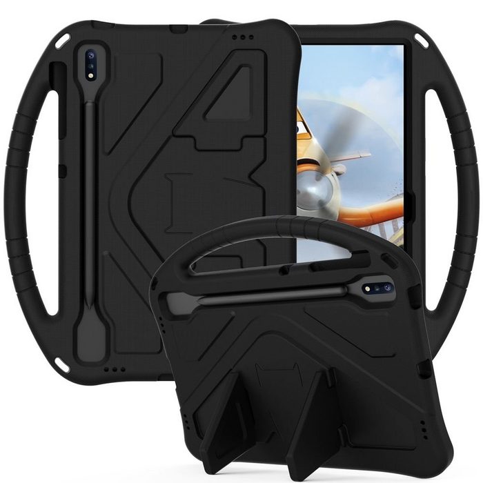 Wigento Tablet-Hülle Für Samsung Galaxy S7 FE/ Tab S8 Plus aufstellbare Tablet Tasche Schutzhülle Cover Schwarz