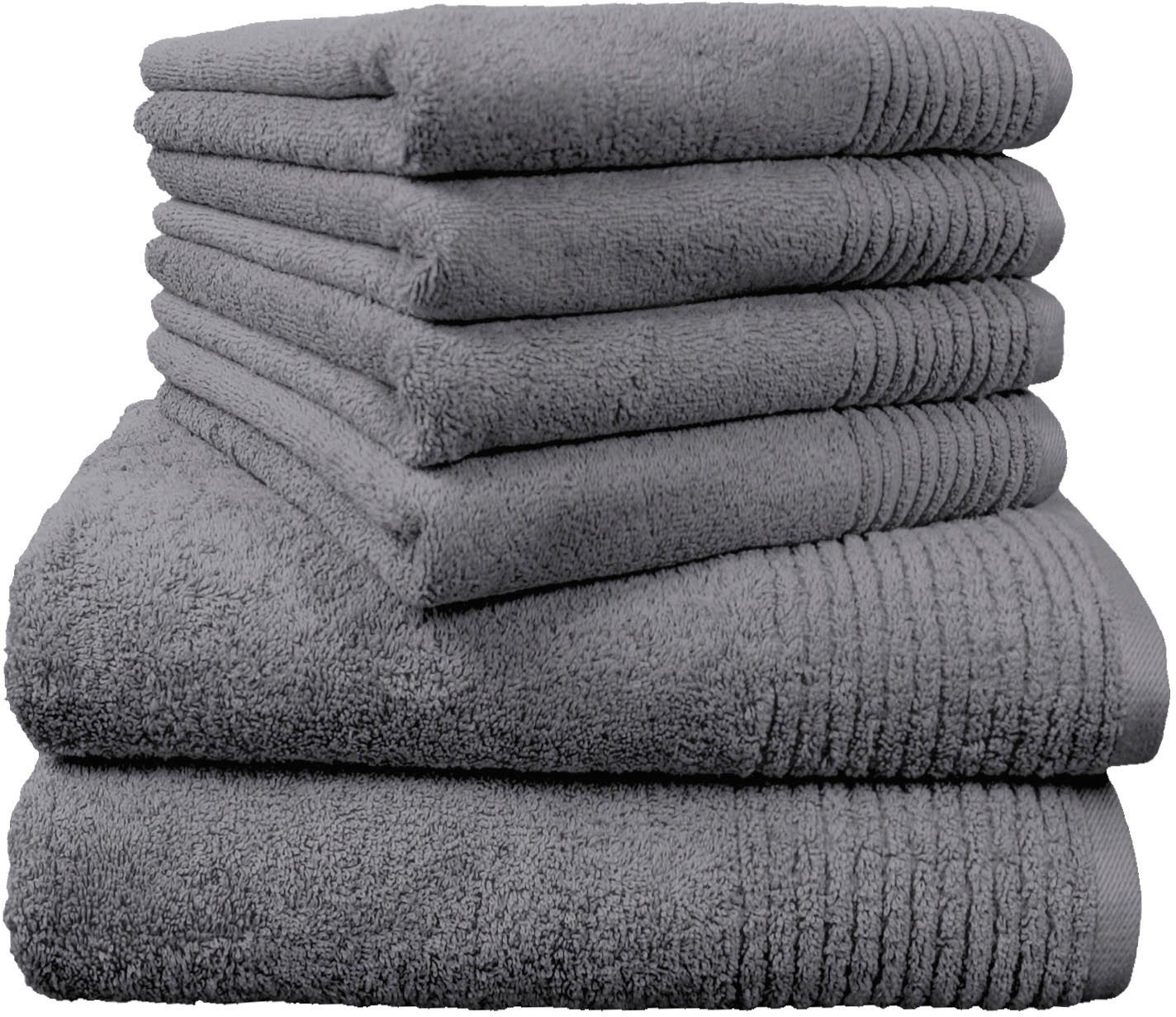 Dyckhoff Handtuch Set Brillant, Walkfrottee (Set, 6-St), mit Streifenbordüre,4 Handtücher (50x100cm), 2 Duschtücher (70x140cm)
