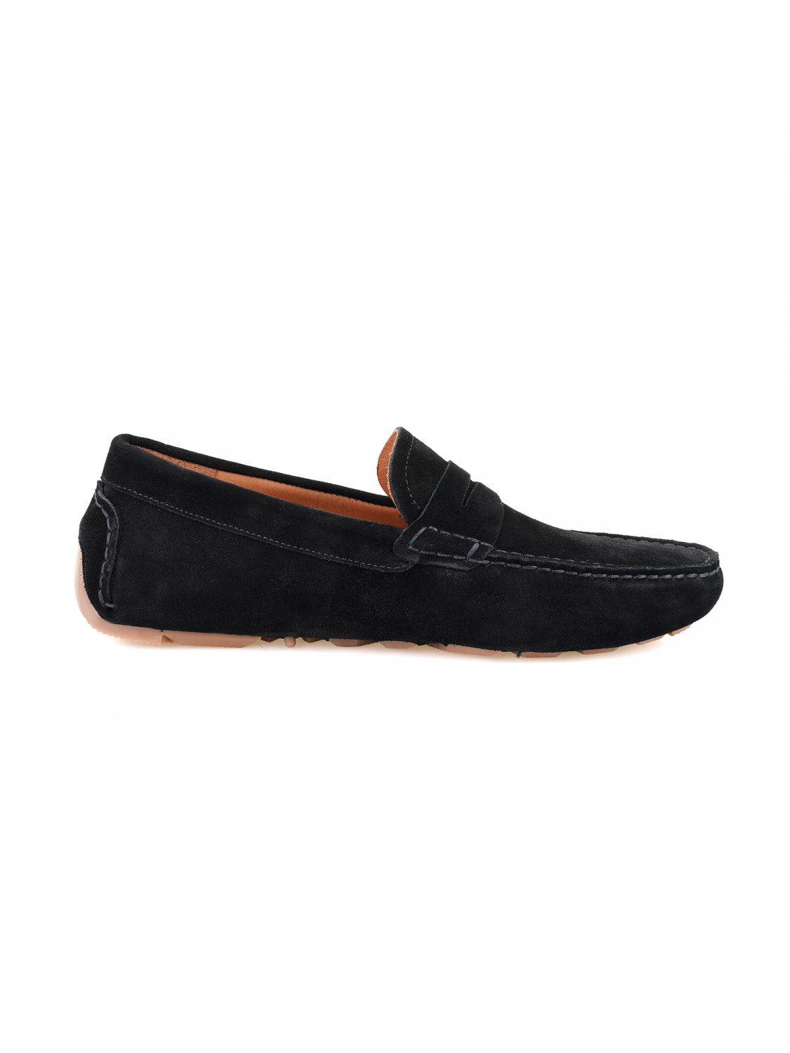 Desa Herren-Slipper aus Wildleder – Lederfutter, Synthetiksohle, flacher A Loafer