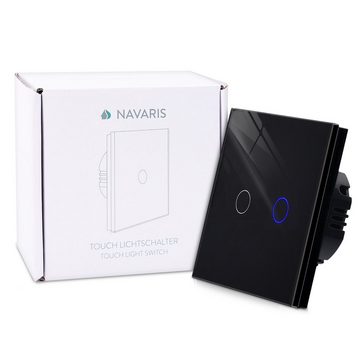 Navaris Elektro-Adapter, 2-facher Touch-Wandschalter mit Glas-Panel und Status-LED