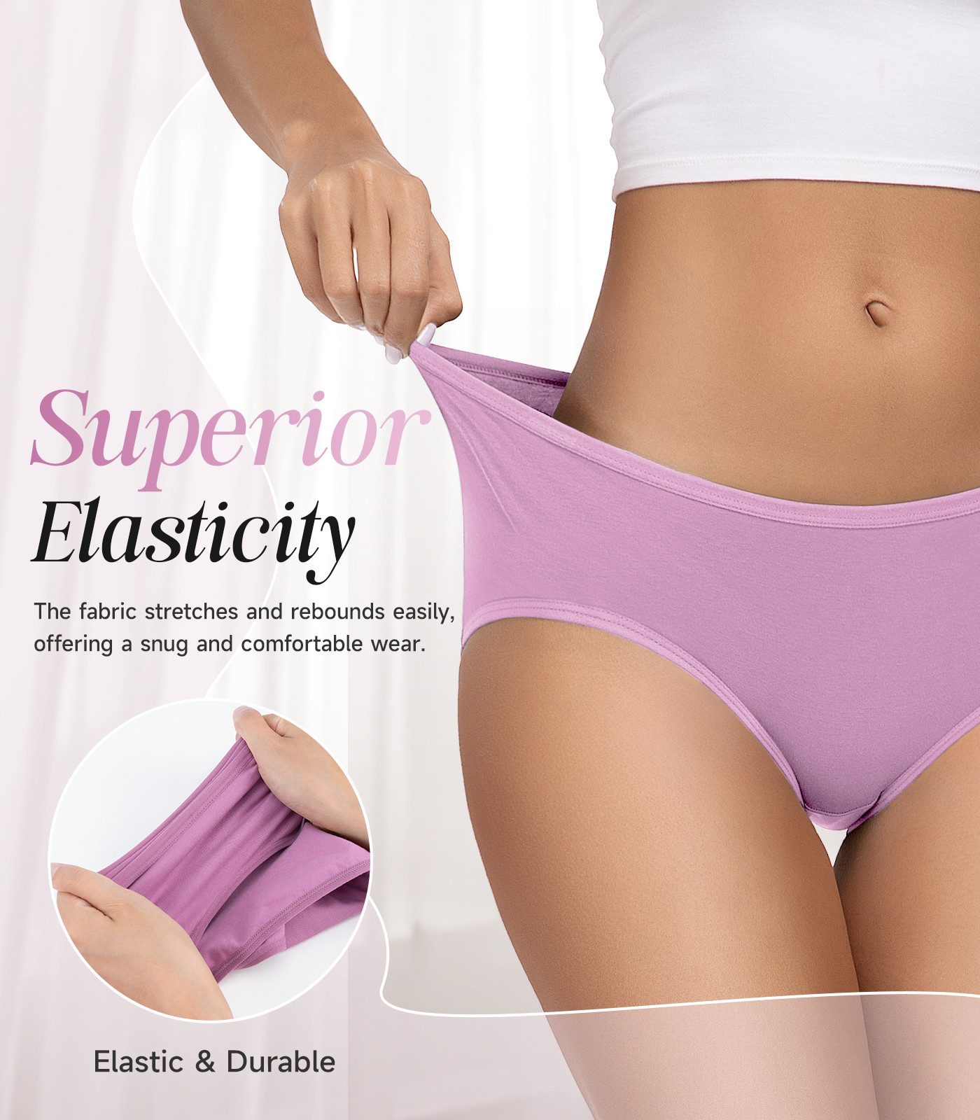 TANSTC Hipster Unterhosen Damen Baumwolle Slips Bequeme Unterwäsche Frauen (Packung, 6-St., 6er-Pack) atmungsaktiv, elastisch, hautfreundlich, nicht umrollender – Bild 3 von 5