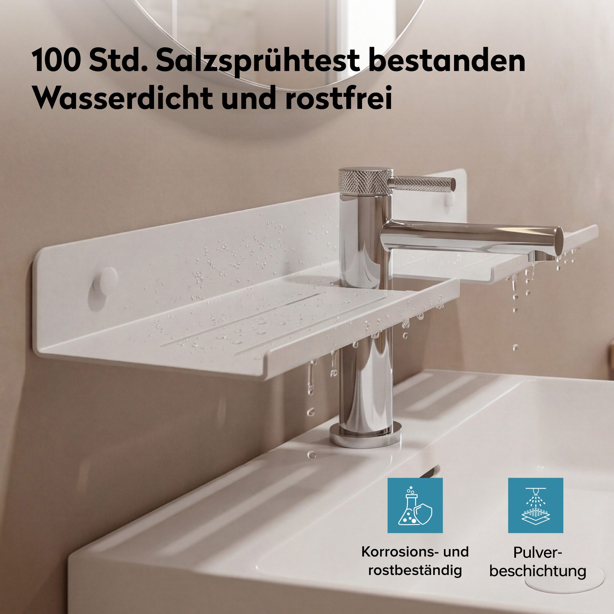 doporro Duschablage Duschregal Bohren oder Kleben aus Karbonstahl 60cm Design Reglo-17, Minimalistisches Design, pulverbeschichtet