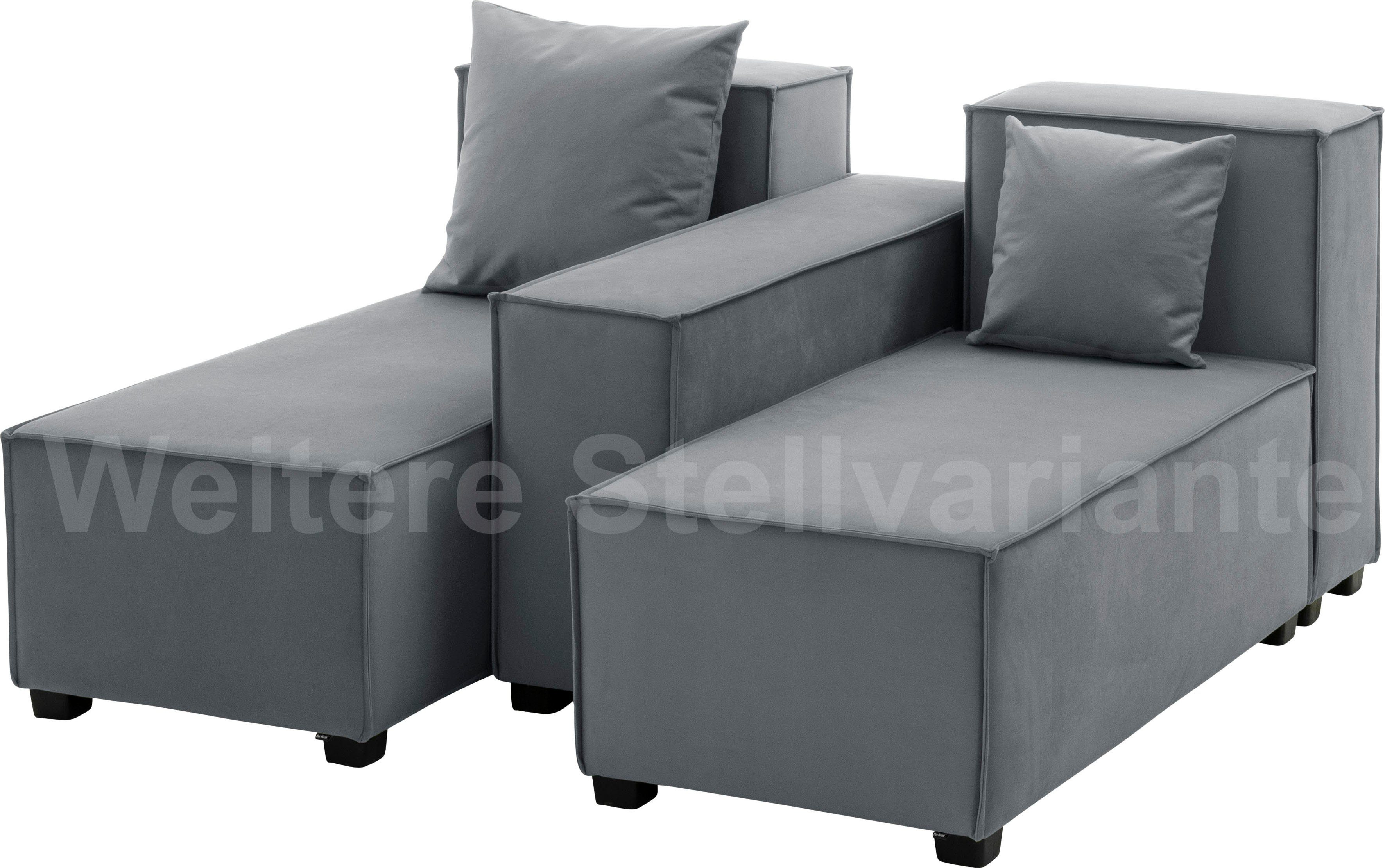 Max Sofa-Set 2 Sitz-Elementen, 5 07 Wohnlandschaft grau Winzer® Set, inklusive Zierkissen, kombinierbar MOVE, aus