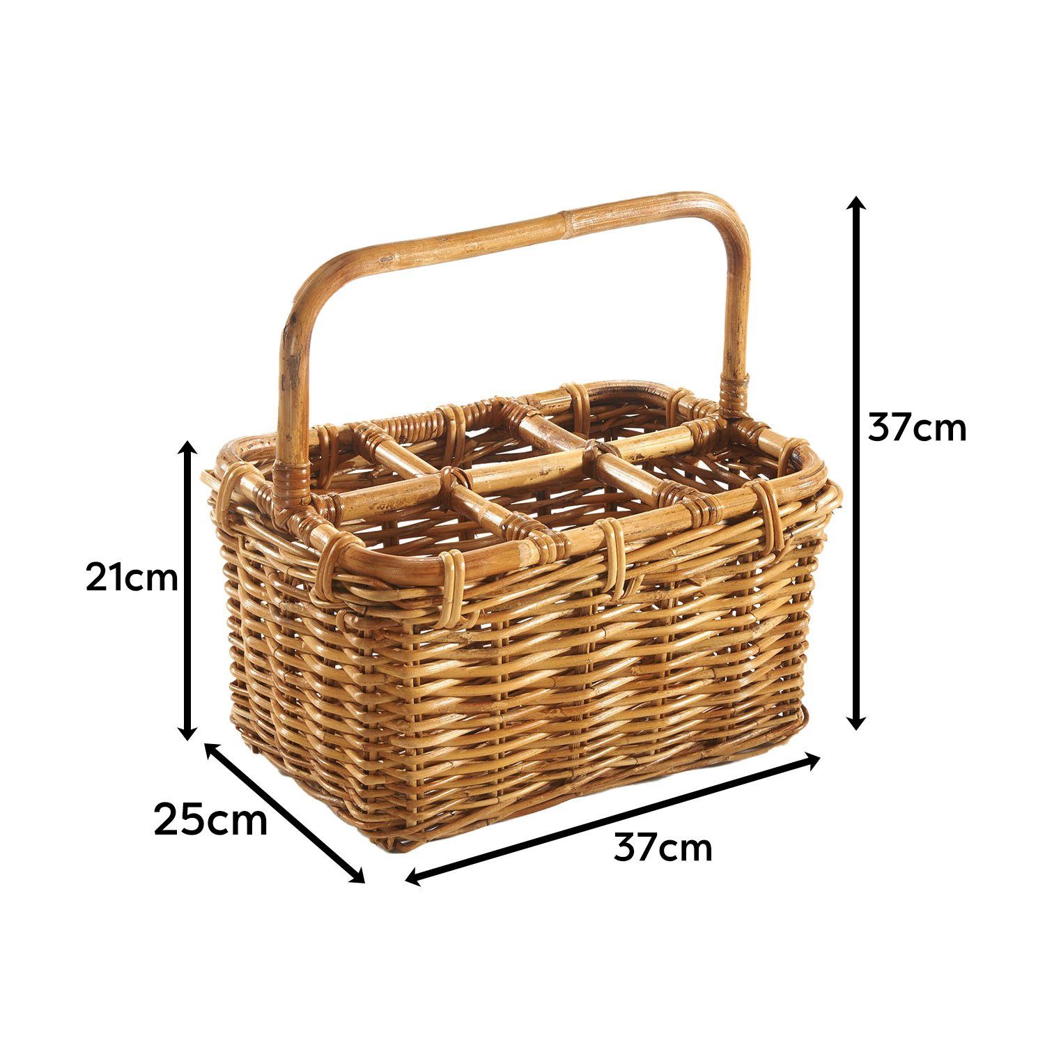Kobolo Flaschenkorb Flaschenträger für 6 Flaschen aus Rattan lacak, 20 l günstig online kaufen