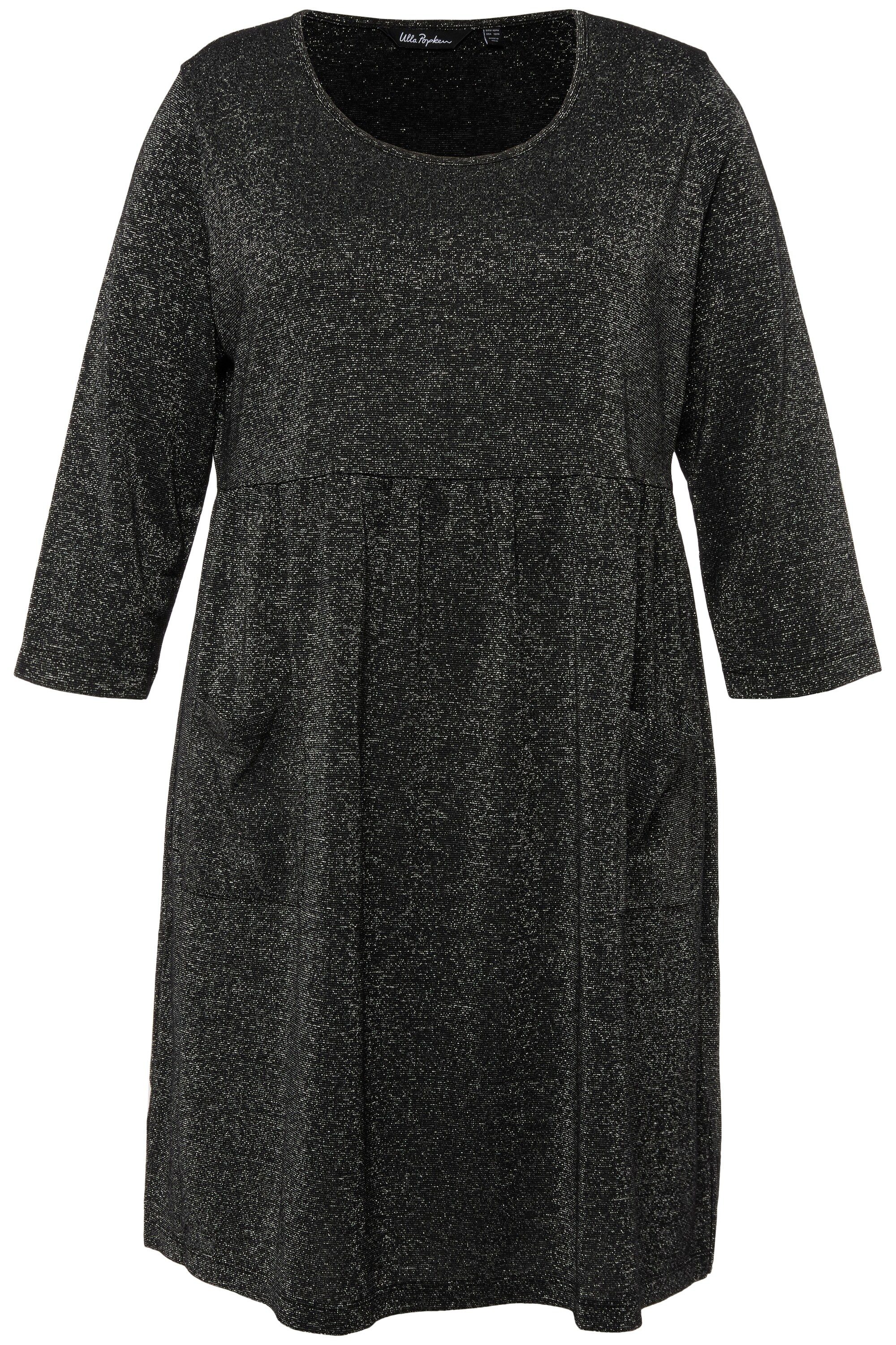 Ulla Popken Longshirt Longshirt Metallic-Effekt A-Linie Rundhals 3/4-Arm günstig online kaufen