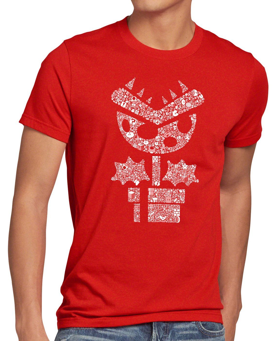style3 Print-Shirt Herren T-Shirt Super Piranha mario videospiel gamer world game boy nes snes wii rot
