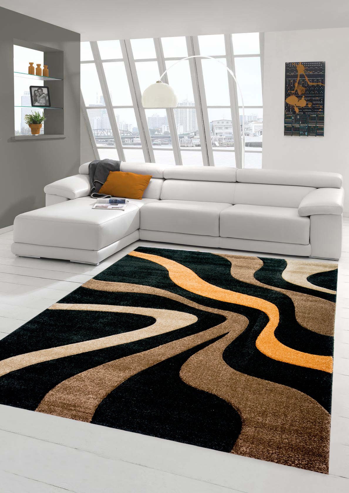Waschbarer Teppich Wohnzimmer Modern Teppich-Set 5 teilig 