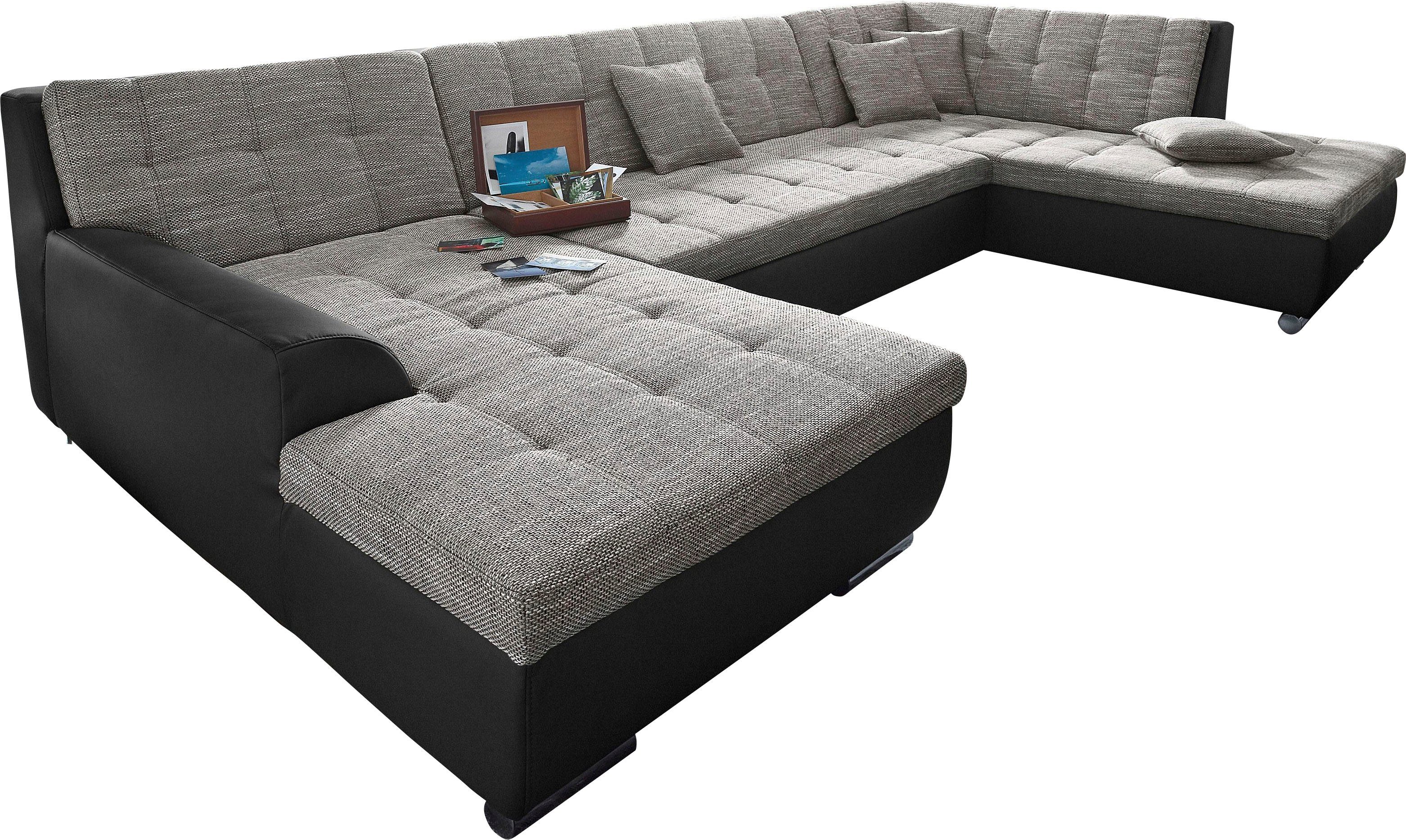 DOMO collection Wohnlandschaft TREVISO inkl. Zierkissen, moderne Steppung, XXL: 364x201x83 cm, wahlweise mit Bettfunktion, in vielen Bezugsarten auch in Cord U- – Bild 2 von 5