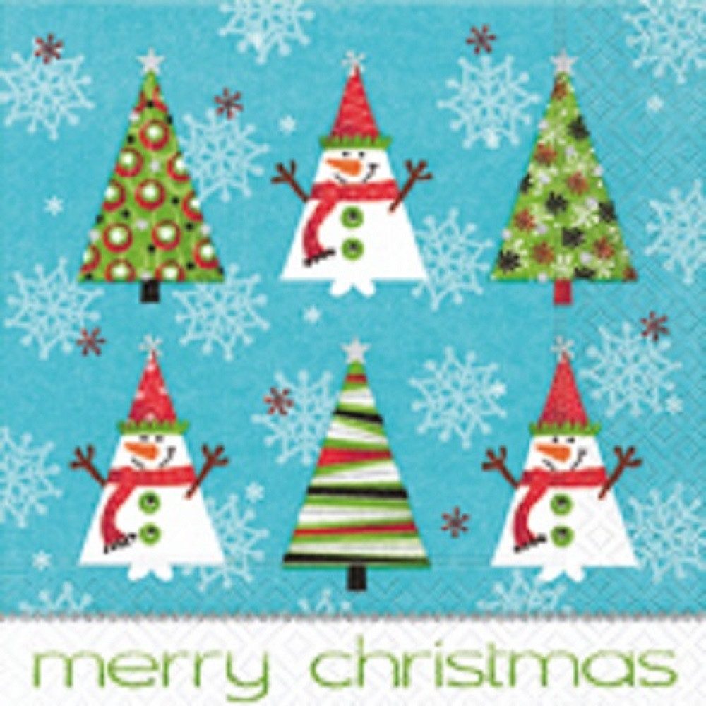Paper+Design Papierserviette 20 COCKTAIL SERVIETTEN 25x25cm merry christmas. HAPPY TREES