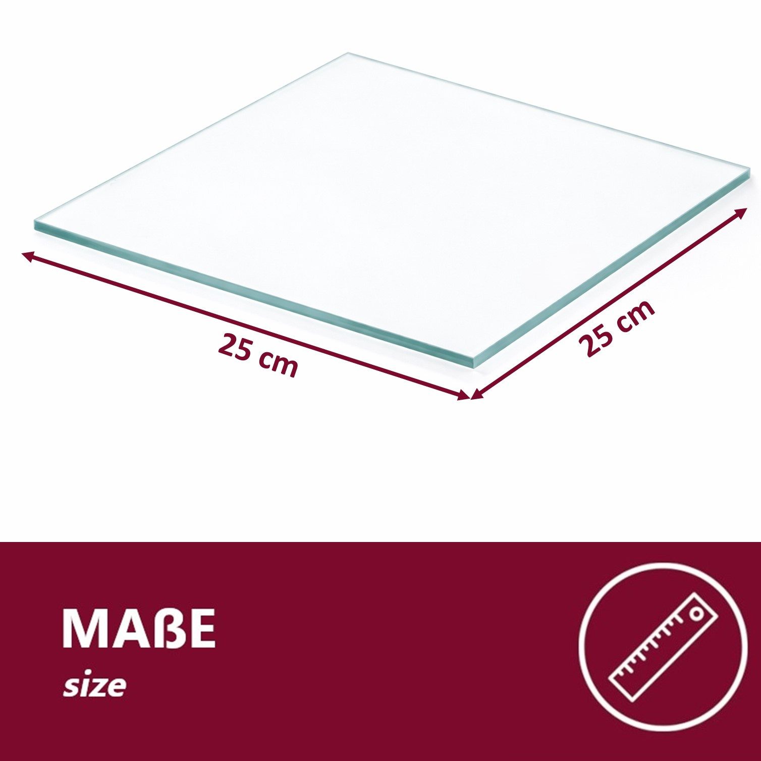 HOOZ Eckregal Glasregal Eckablage ESG – 6 mm, quadratisches Duschregal mit Halterung, Eckregal, Platzsparende Glasablage für Dusche, Bad, Küche oder Wohnraum