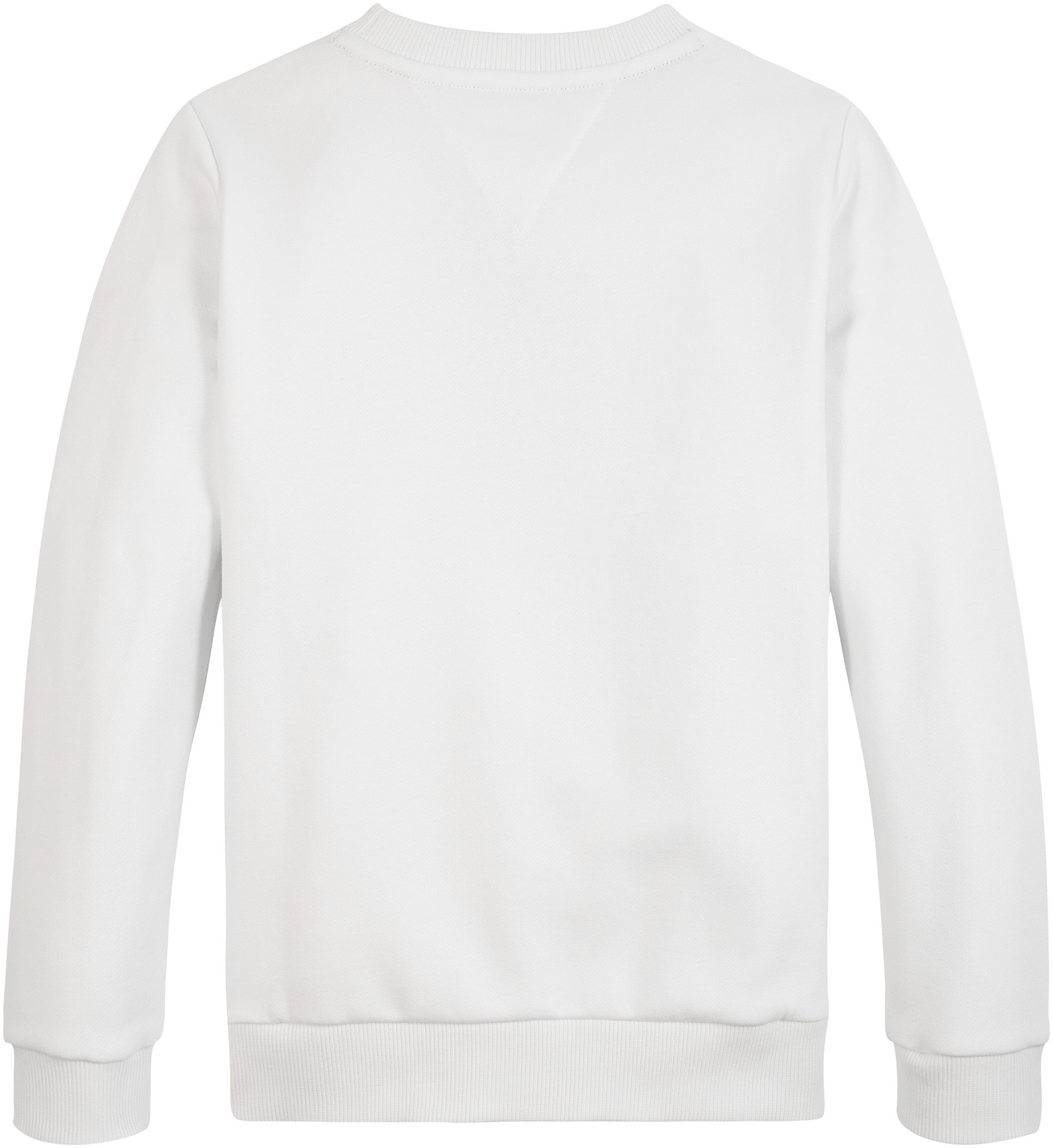 Sweatshirt großer SWEATSHIRT Logo-Schriftzug TH Ancient_White Hilfiger Tommy Hilfiger & mit LOGO Flag