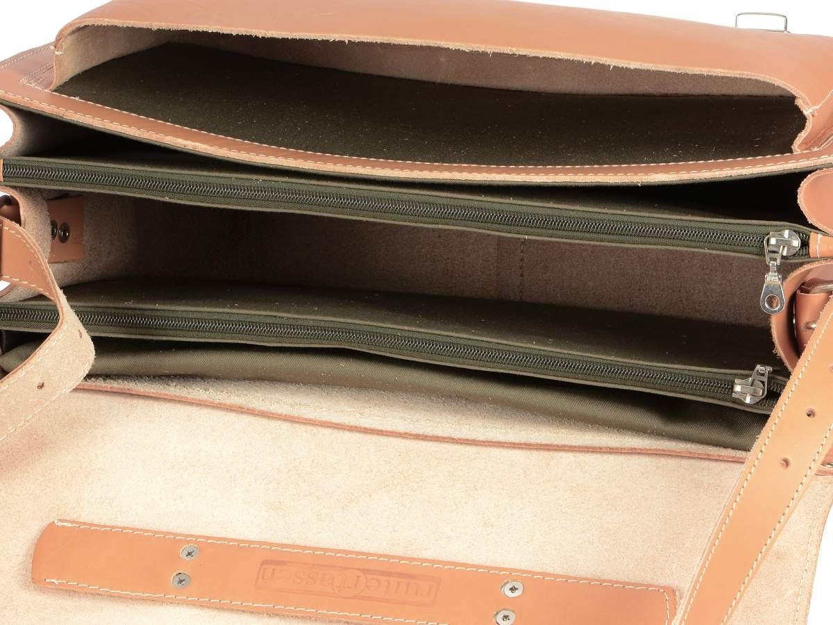 Ruitertassen Aktentasche Classic, 42 cm Leder Fächern, rustikales 3 mit Schultasche, Lehrertasche natur