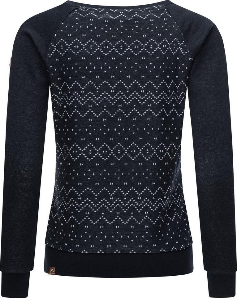 Modischer Printpullover stylisches mit Sweater Longleeve Intl. mit Jacquard Damen Zierknöpfen, Bündchen Ragwear Sweatshirt Daria Streifen, elastische