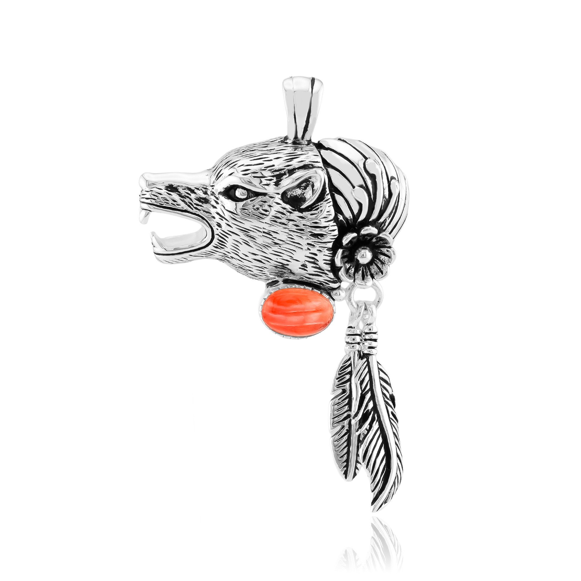 Cavill Kettenanhänger Orangefarbene Stachelauster Silber-Anhänger (1-tlg)