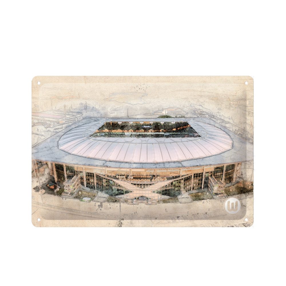 VfL Wolfsburg Wanddekoobjekt VfL Wolfsburg Blechschild Arena