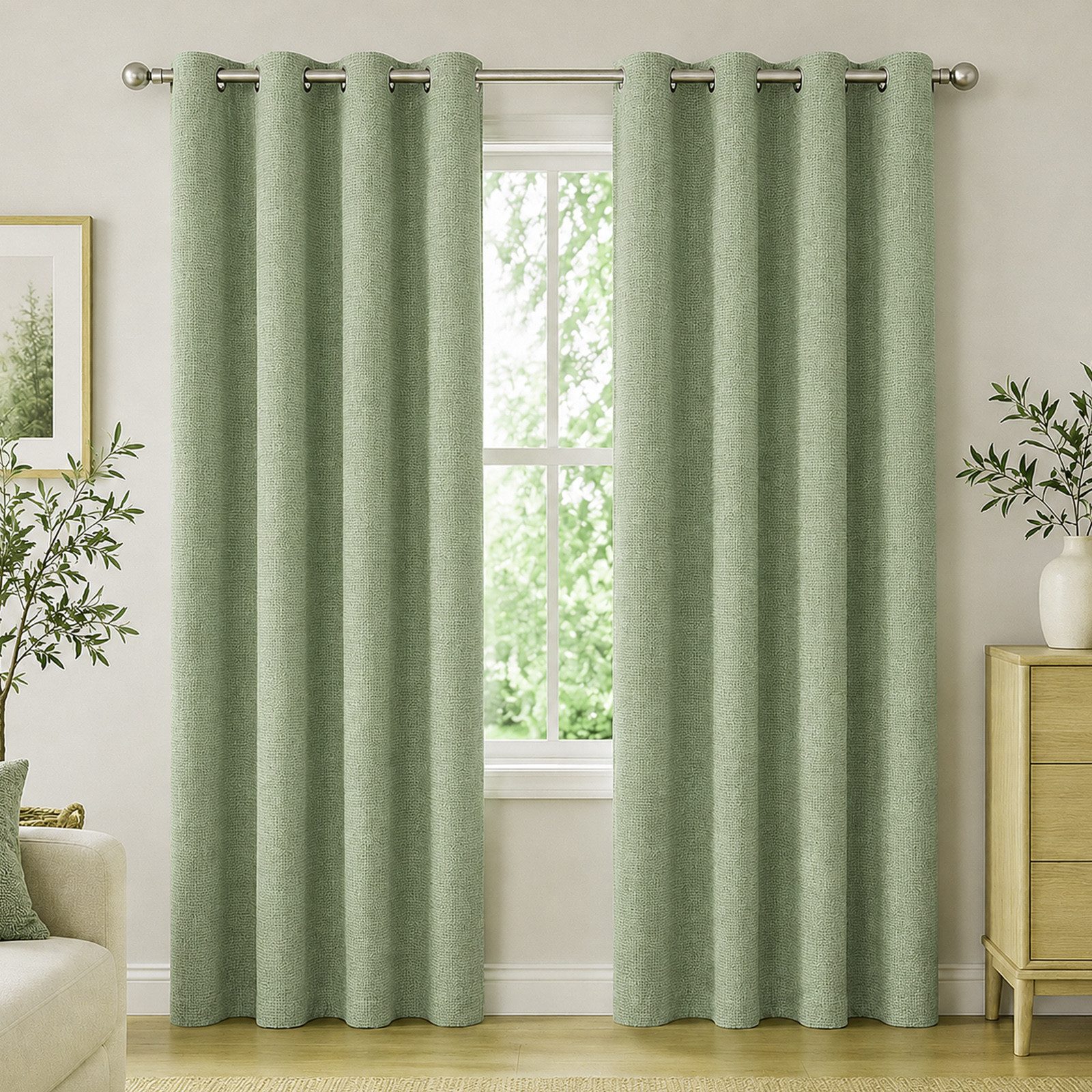 BlingBin Verdunkelungsvorhang 100 % verdunkelnde Ösengardinen 2‑er Set, Leinenoptik (2 St), verdunkelnd, blickdichte Thermovorhänge mit Wärmeschutz und Schallschutz
