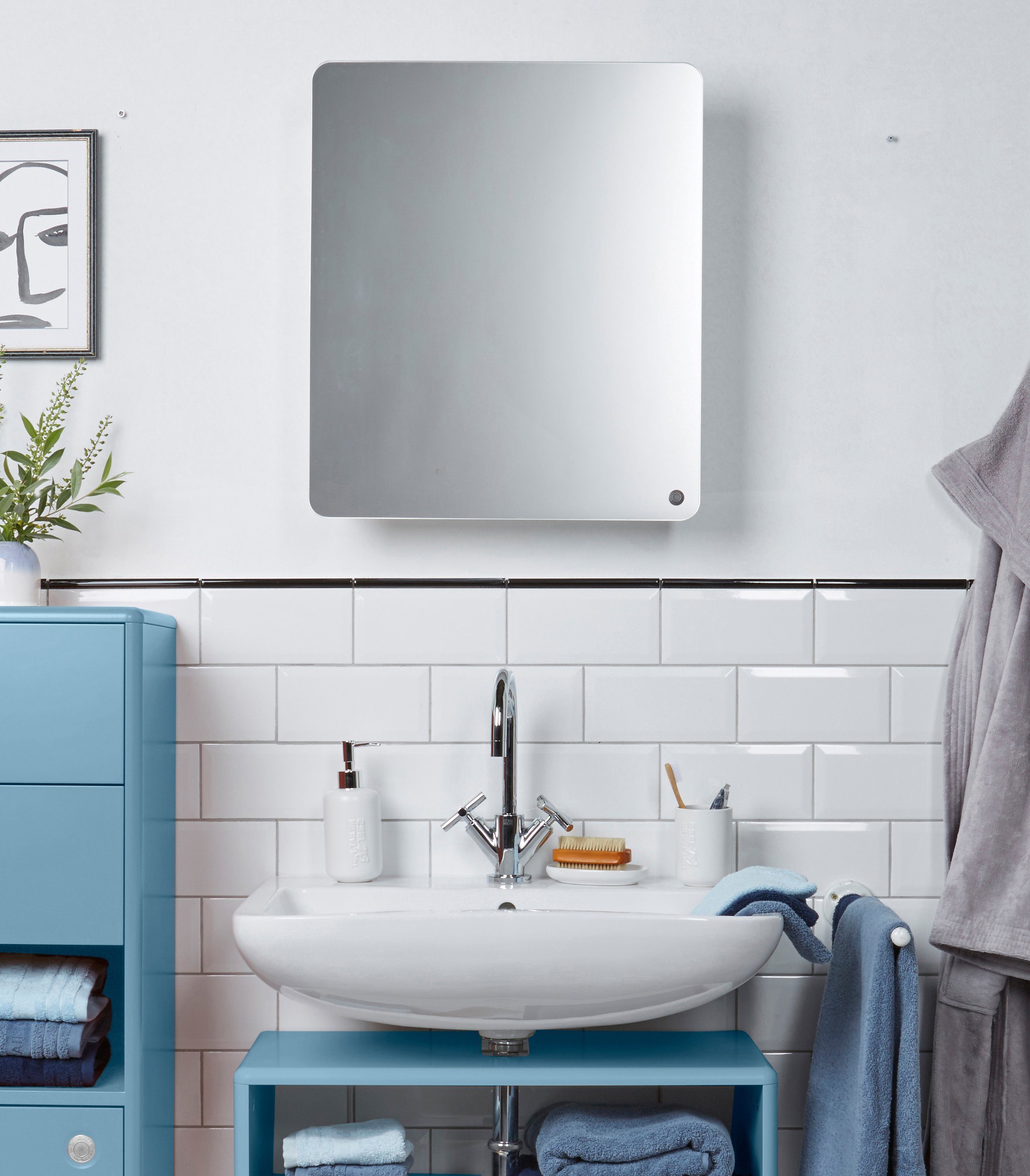 TOM TAILOR HOME Badspiegel COLOR BATH - Small Mirror mit Tür - in vielen Farben, mit Stauraum, Tür mit gerundeten Ecken – rare Einzelstücke