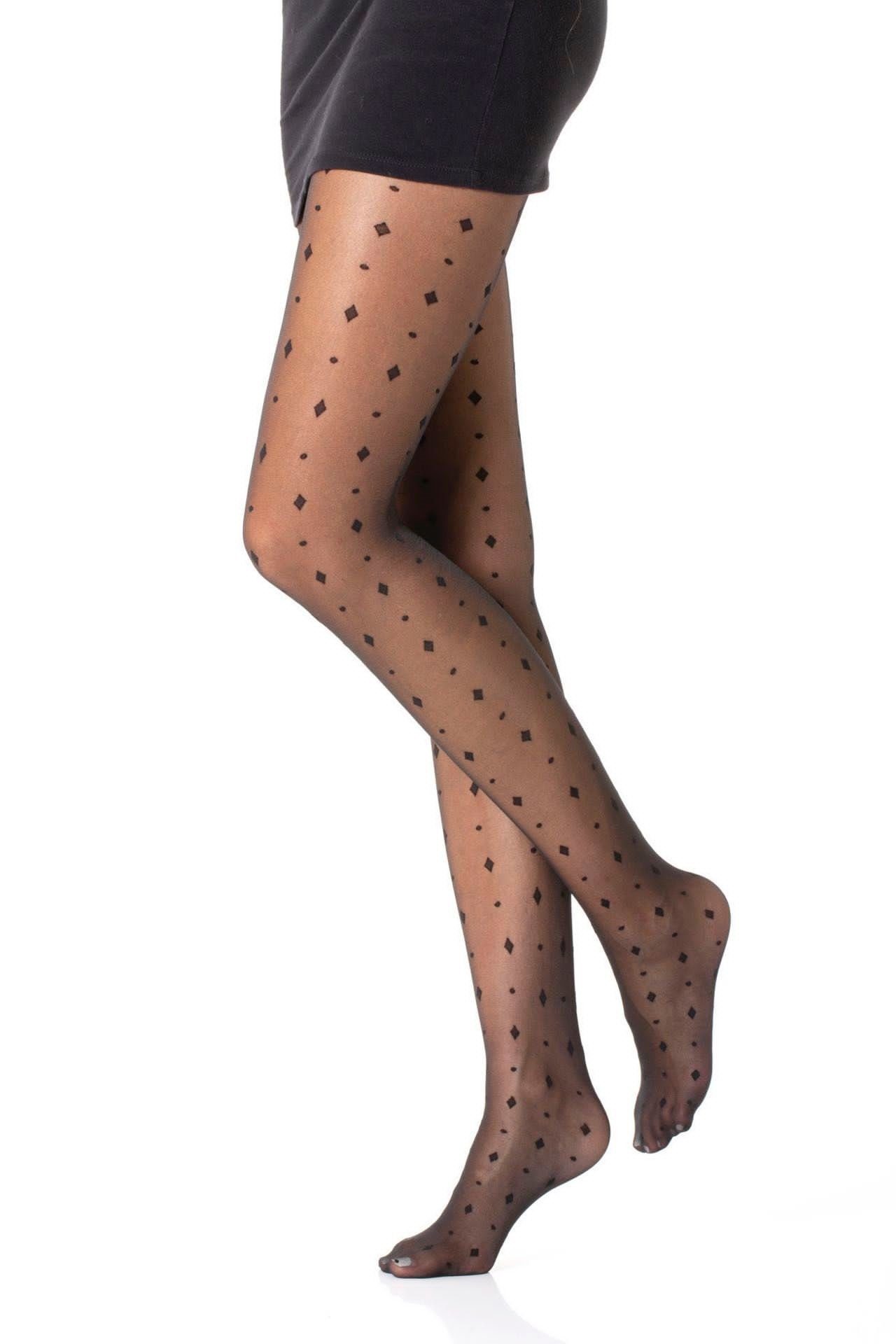 Feinstrumpfhose Damen Strumpfhose mit Muster Nero Frauen Hose Socken 40 DEN schwarz