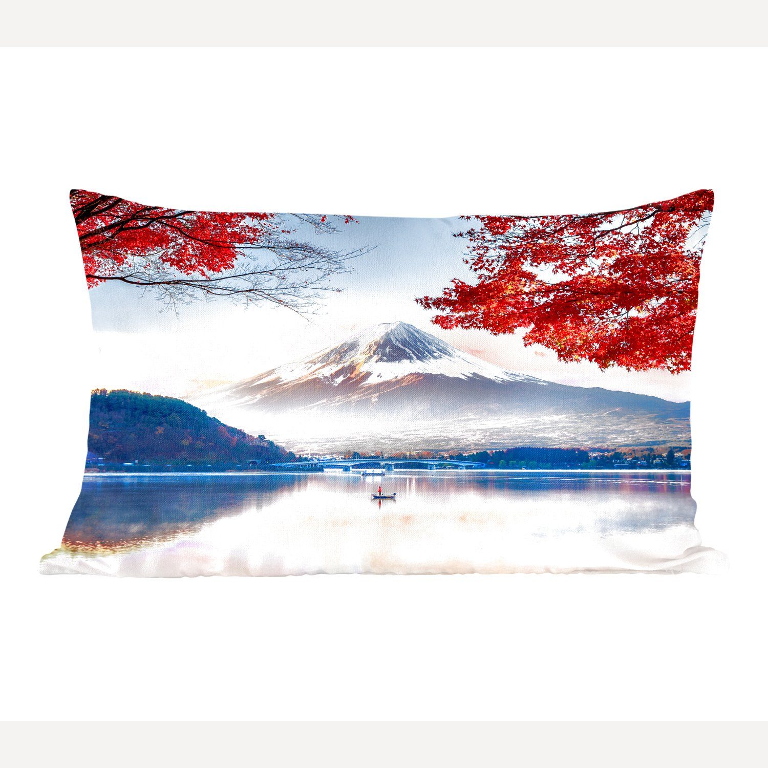 MuchoWow Dekokissen Der japanische Berg Fuji in Asien im Herbst, Wohzimmer Dekoration, Zierkissen, Dekokissen mit Füllung, Schlafzimmer