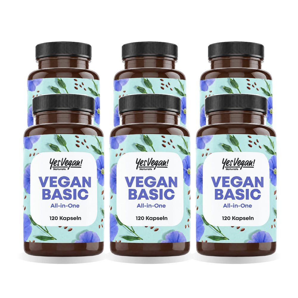 Yes Vegan Vitamin D3 K2 B12 hochdosiert, Vegan Multivitamin Kapseln, 6 er Spar-Set à 120 St., 66 g, vegan, laktosefrei, glutenfrei
