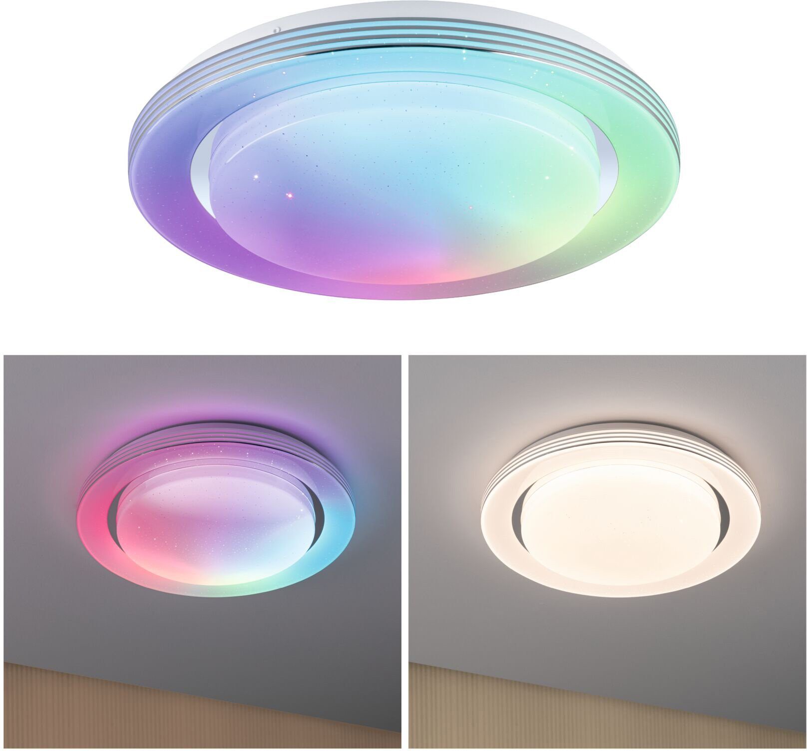 Paulmann Deckenleuchte Rainbow, LED fest integriert, Tageslichtweiß,  Energieeffiziente LED-Technik spart bis zu 80% Energie