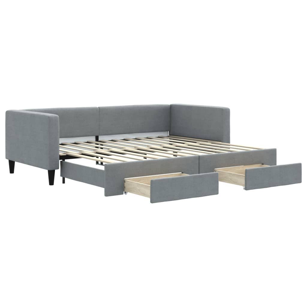 vidaXL Gästebett 90 x 200 cm Tagesbett Ausziehbar mit Schubladen Hellgrau 90x200 cm Sto
