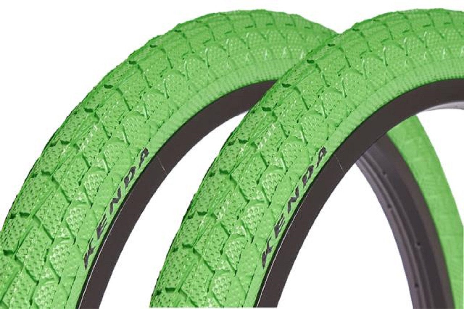 KHEbikes Fahrradreifen BMX Reifen Set Kenda 20 Zoll x 1,95 Grün Freestyle Park Street, BMX KHEbikes