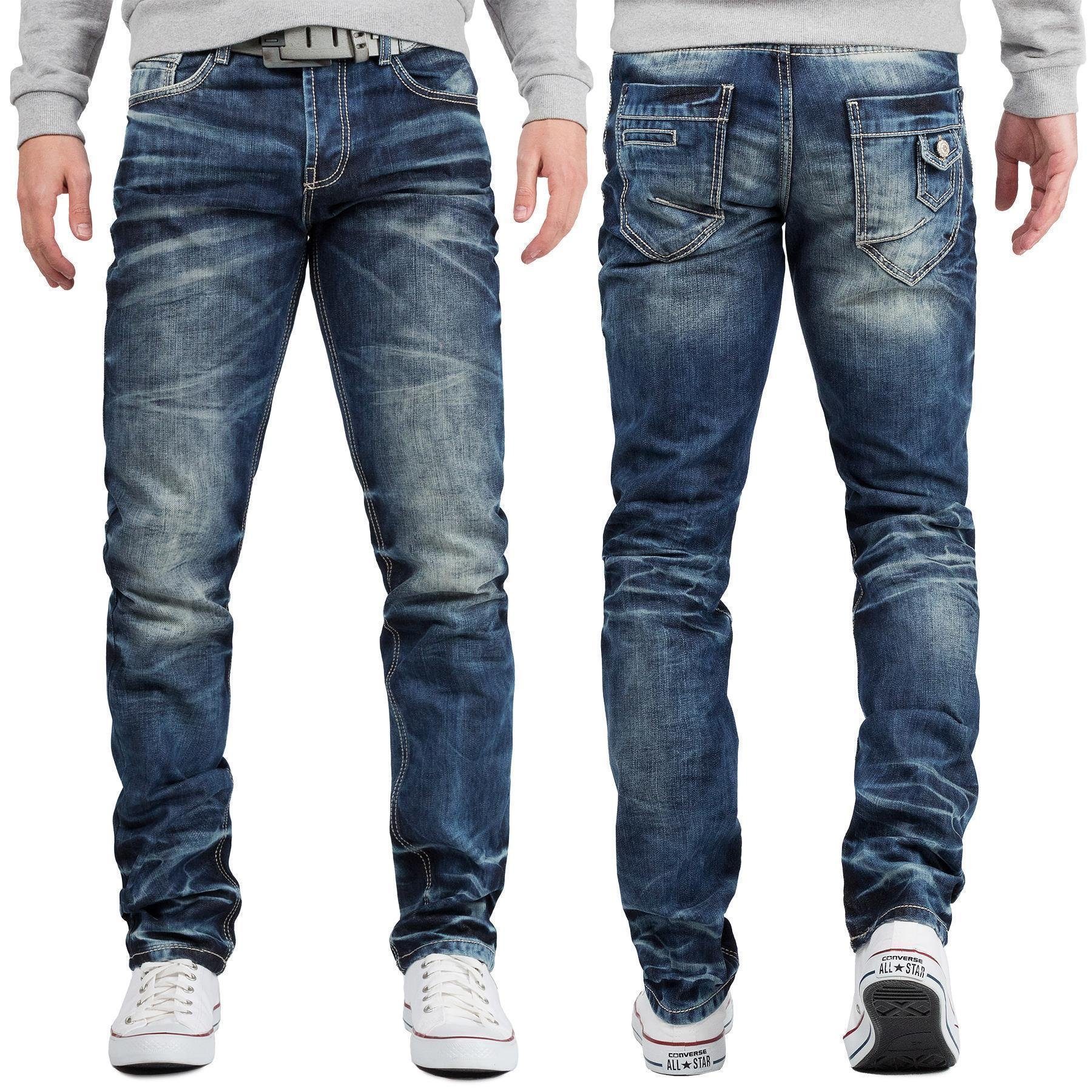 Hose auffälliger & im Herren BA-CD328 Cipo Baxx Look mit Casual Regular-fit-Jeans Waschung
