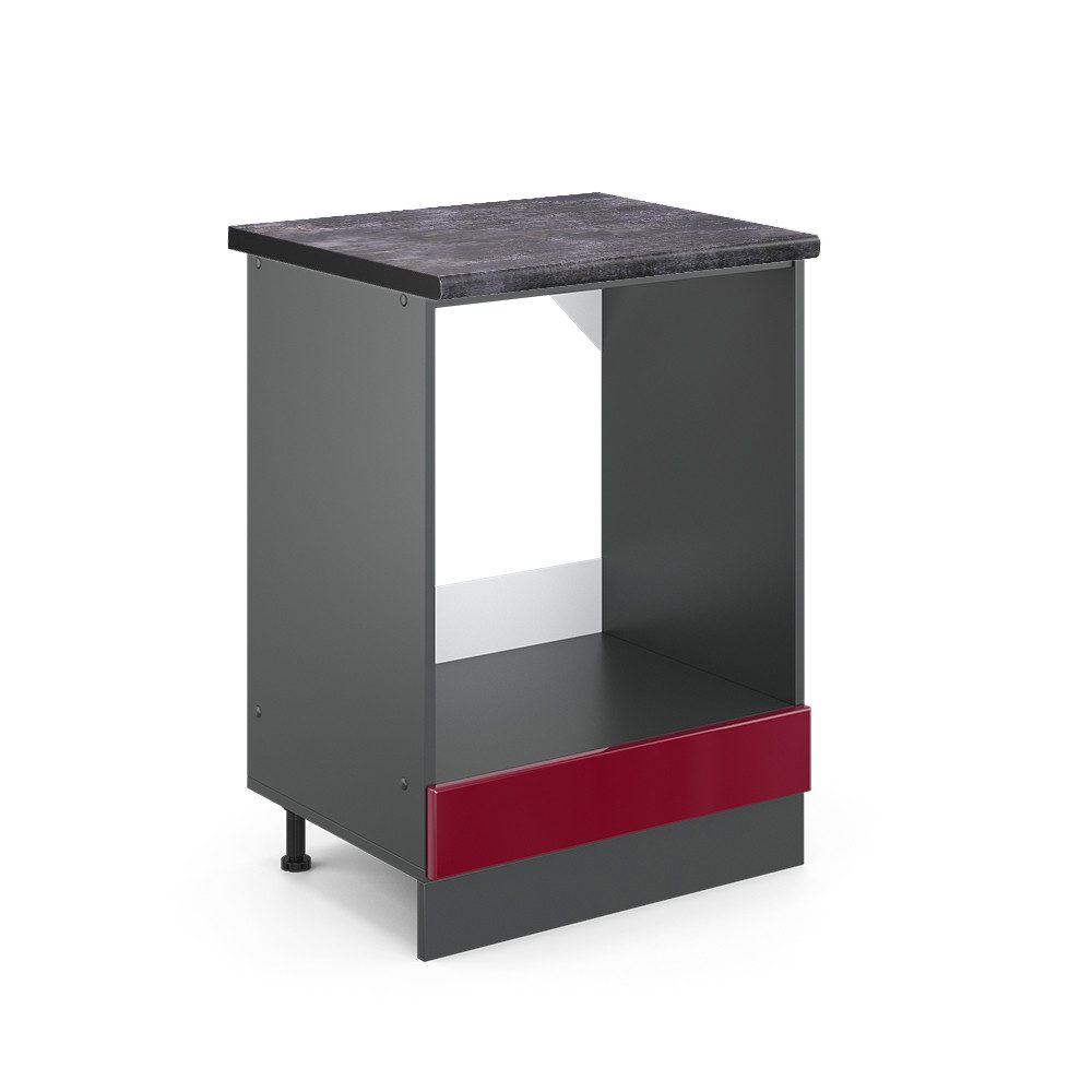 Vicco Herdumbauschrank R-Line, Bordeaux Hochglanz/Anthrazit, 60 günstig online kaufen