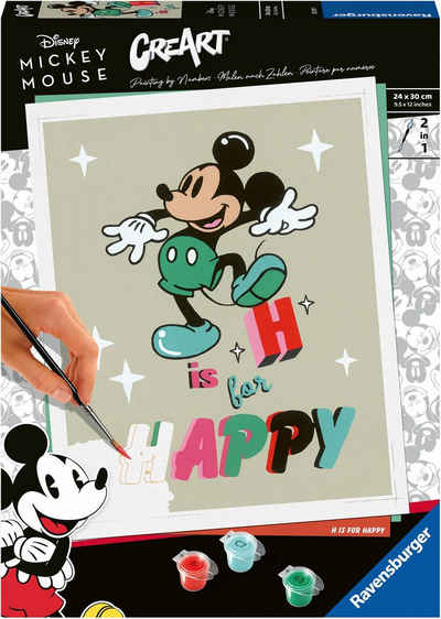 Ravensburger Malen nach Zahlen CreArt, Disney Mickey Mouse, H is for happy, Made in Europe; FSC®- schützt Wald - weltweit