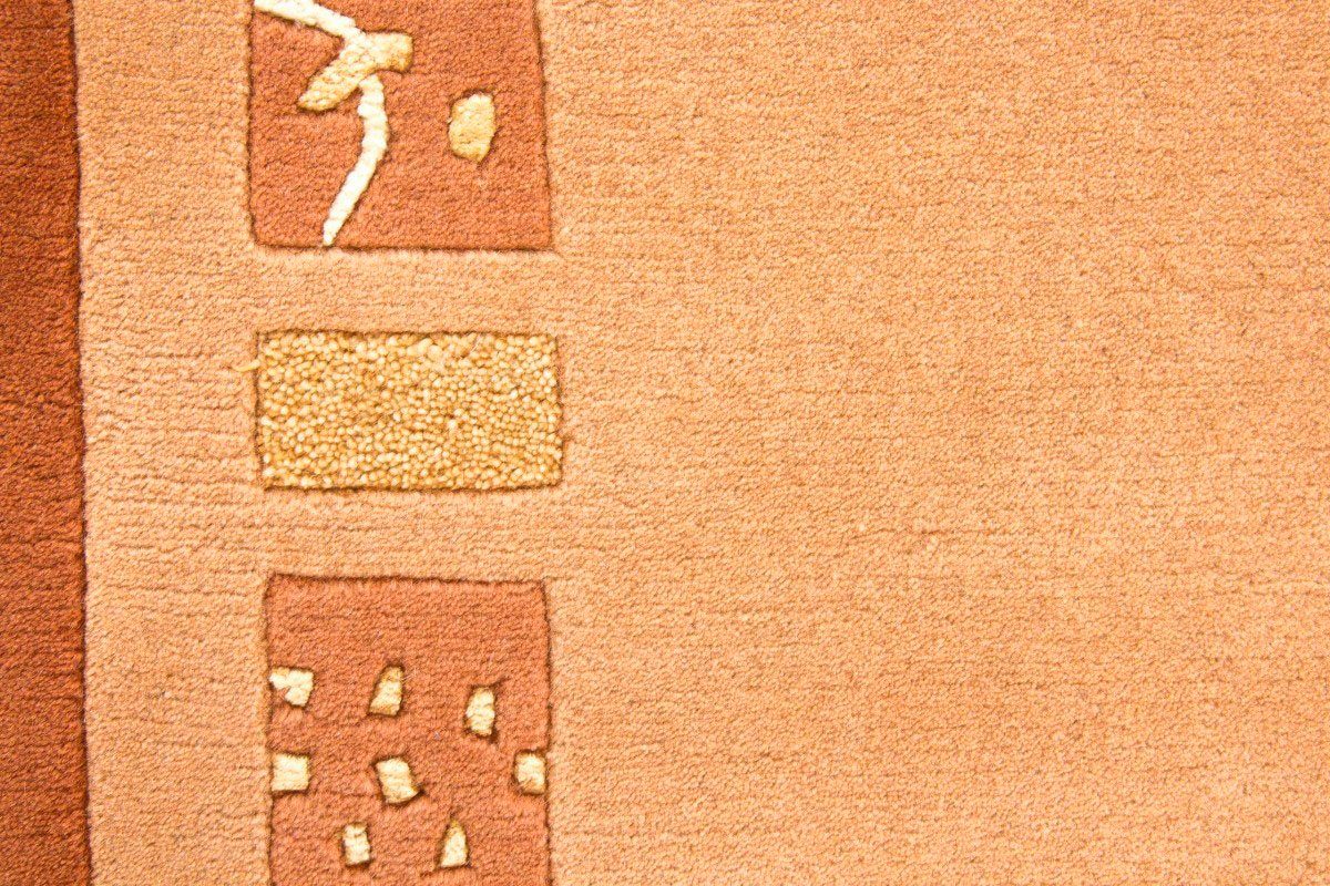 rechteckig, orange carpetfine, handgeknüpft, Jaipur, Wohnzimmer Wolle, mm, reine 20 Nepal Höhe: Wollteppich