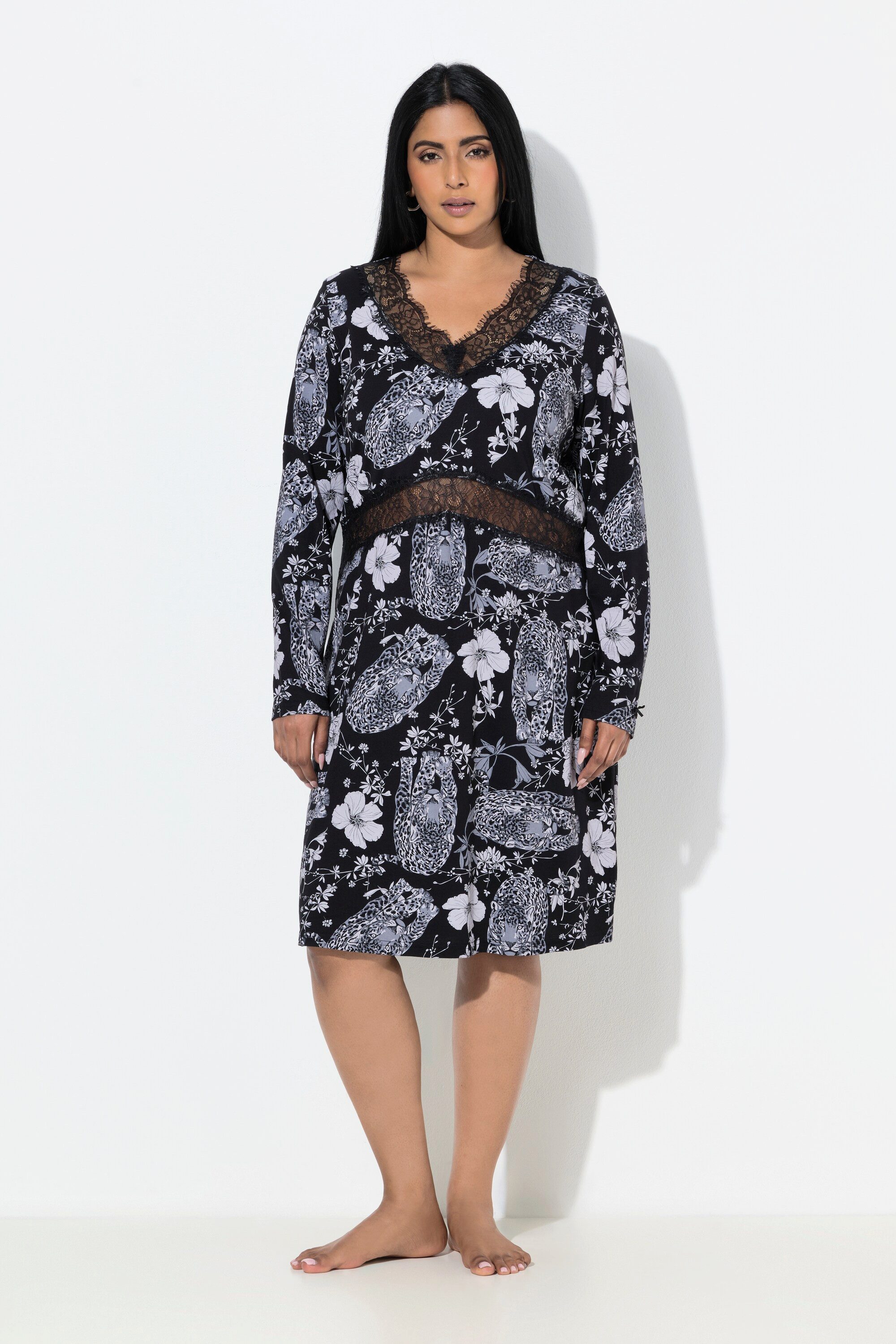 Ulla Popken Nachthemd TruYou Nachthemd Rosen Spitze günstig online kaufen