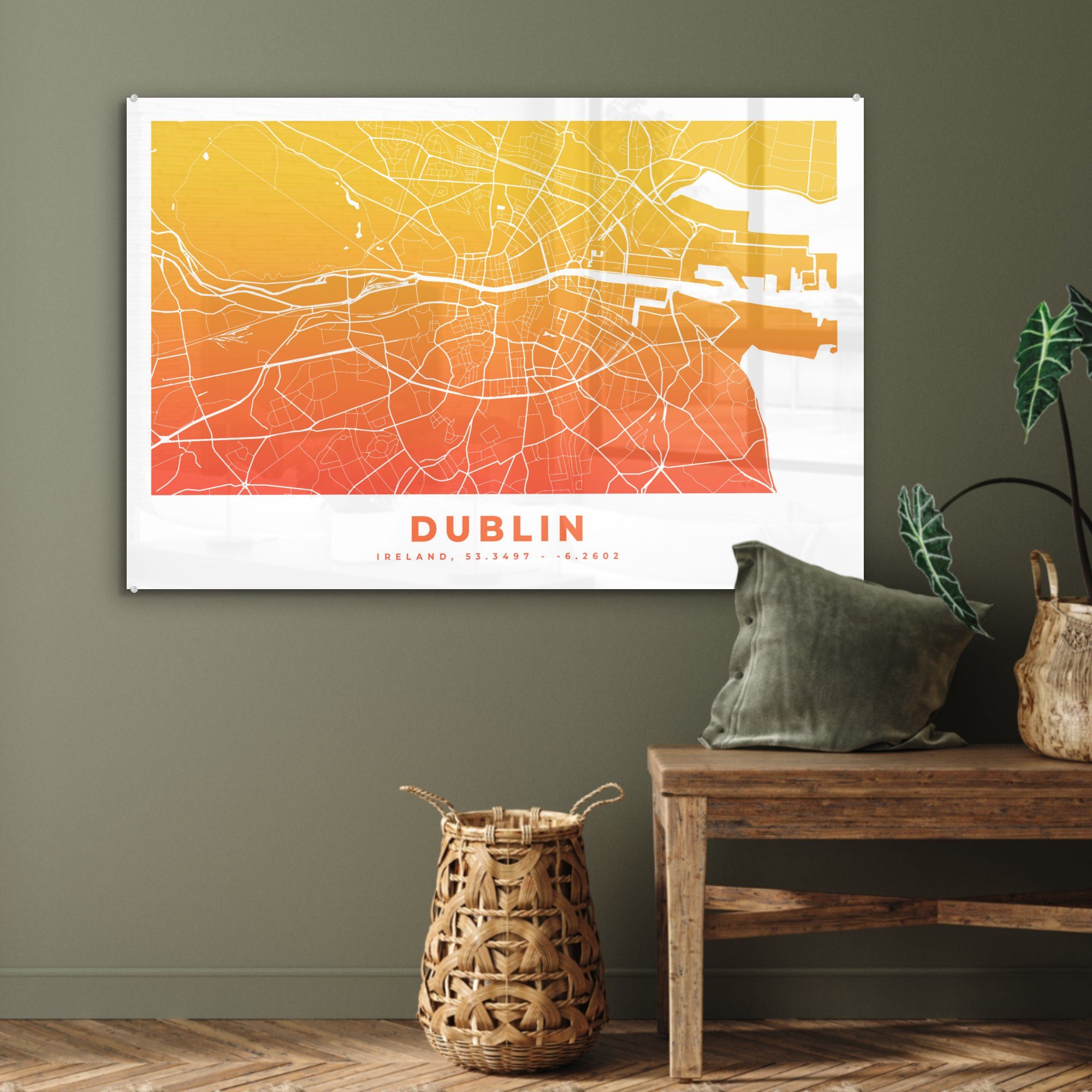 St), Irland (1 Dublin - Acrylglasbilder Wohnzimmer - Stadtplan, & Schlafzimmer Acrylglasbild MuchoWow