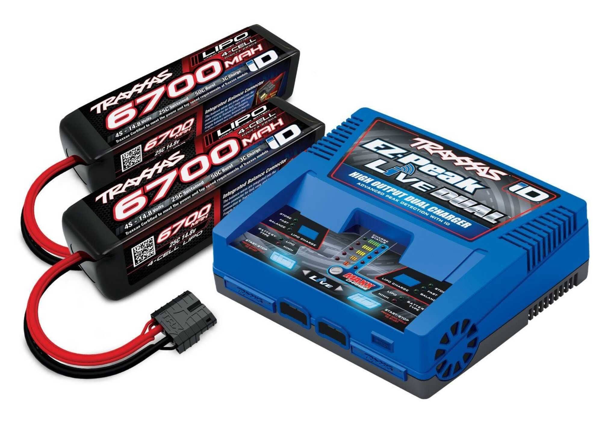 Traxxas RC-Buggy Traxxas Akku- und Ladegerät-Komplettset mit 2x 6700mAh LiPo-Akkus