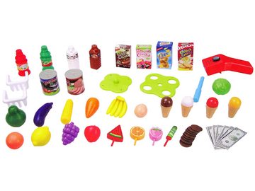 LEAN Toys Kinder-Küchenset Supermarkt-Set Lebensmittelscanner Kinder Lernspielzeug Kasse Geld Ei
