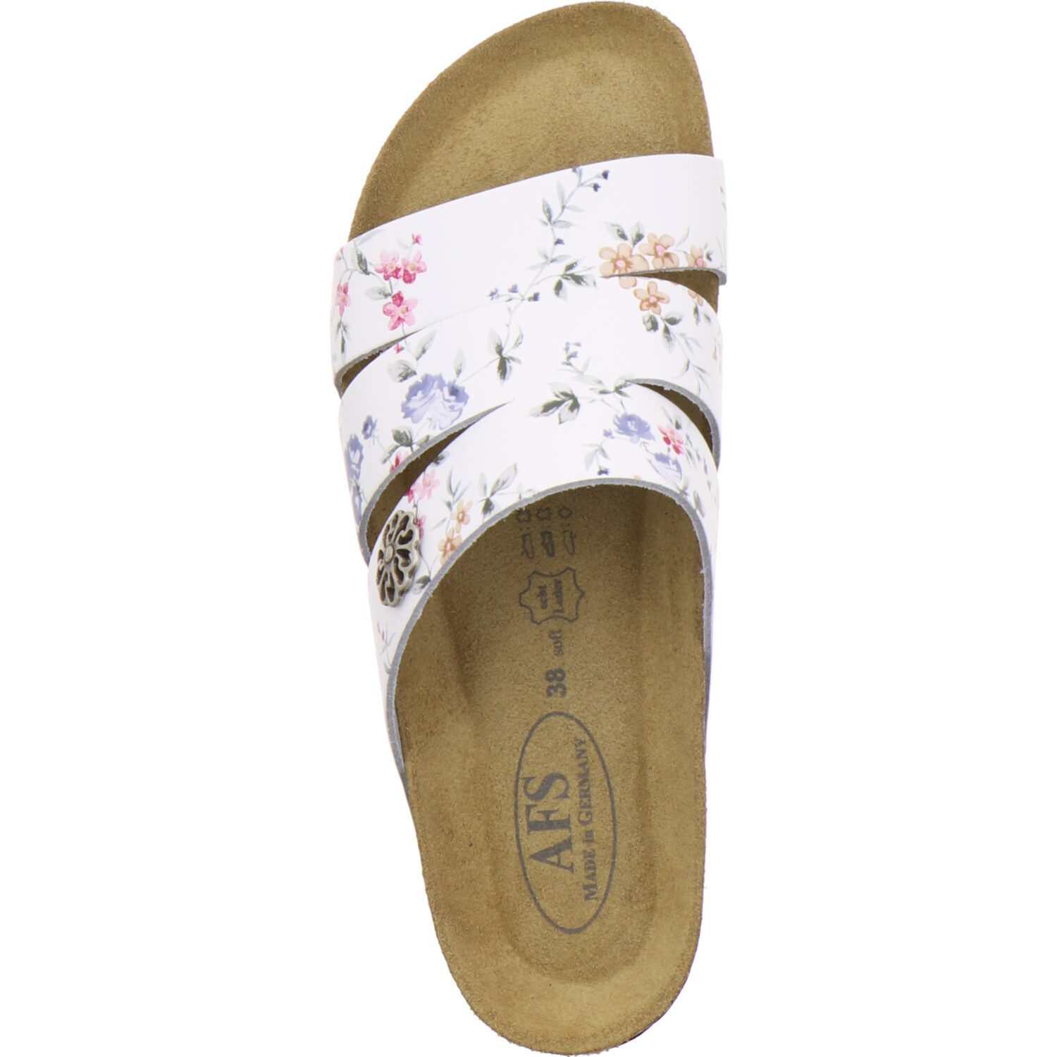 AFS-Schuhe 211306 modische Pantolette für Damen mit Fußbett, bequeme Sandalen aus Leder
