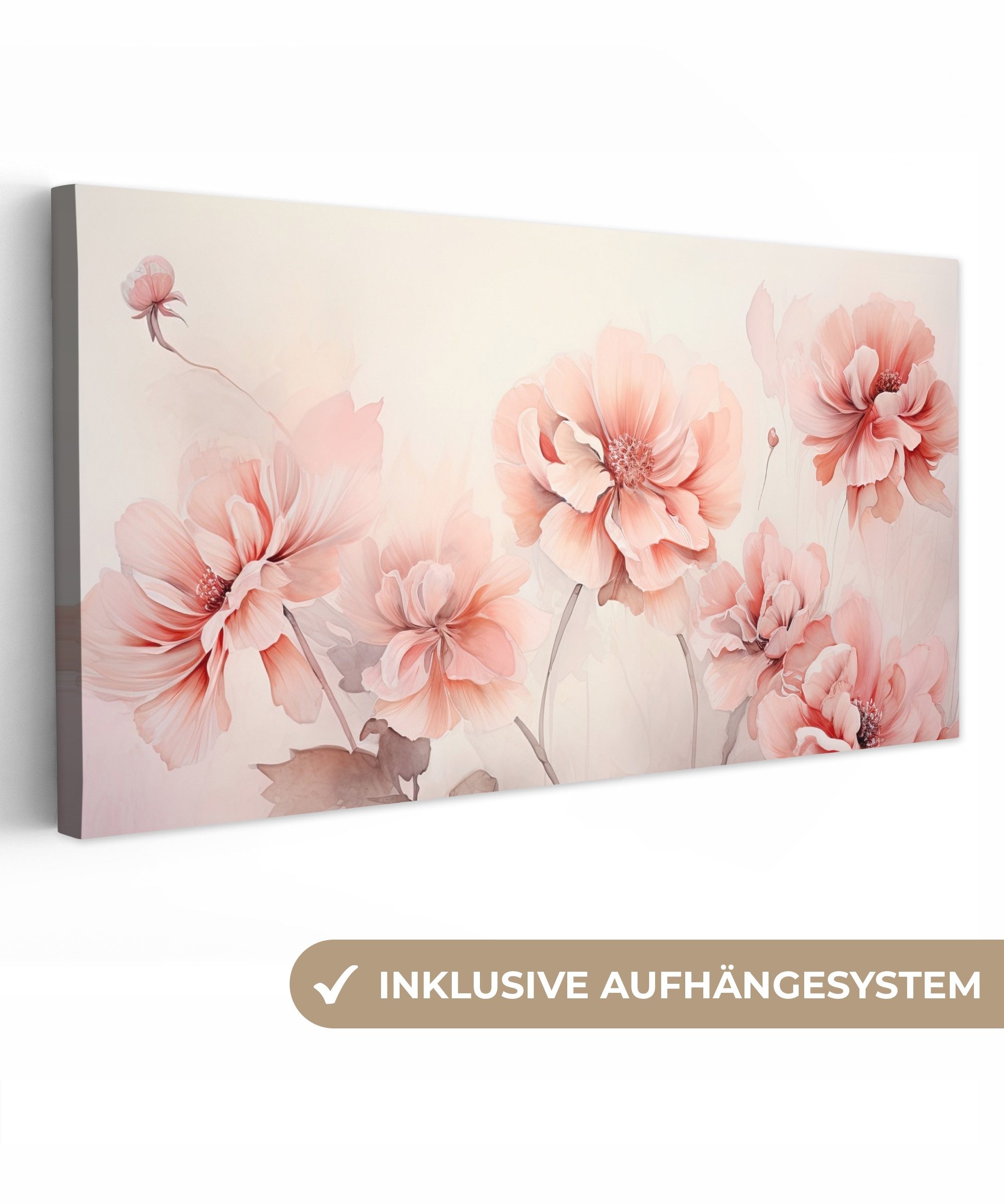 OneMillionCanvasses® Leinwandbild Panorama Blumen - Rosa günstig online kaufen