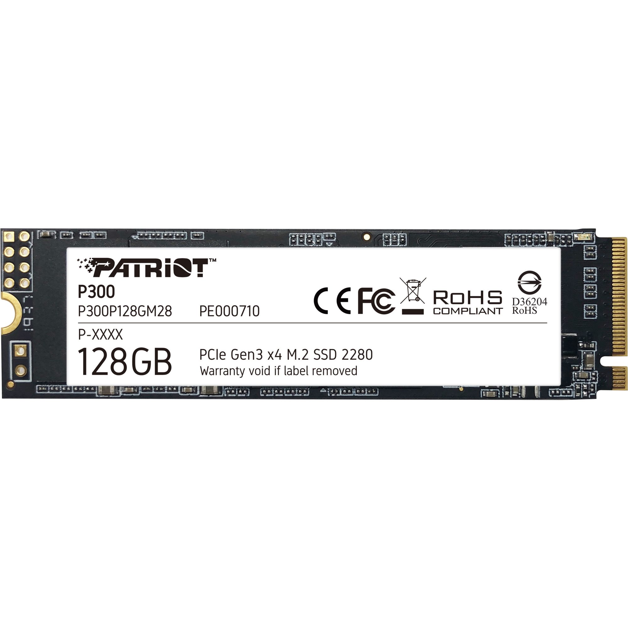 Patriot Patriot P300 128 GB, SSD, (PCIe 3.0 x4, NVMe 1.3, M.2 2280) interne SSD (128 GB) M2" 1.600 MB/S Lesegeschwindigkeit, 600 MB/S Schreibgeschwindigkeit, PCIe 3.0 x4, NVMe 1.3, M.2 2280