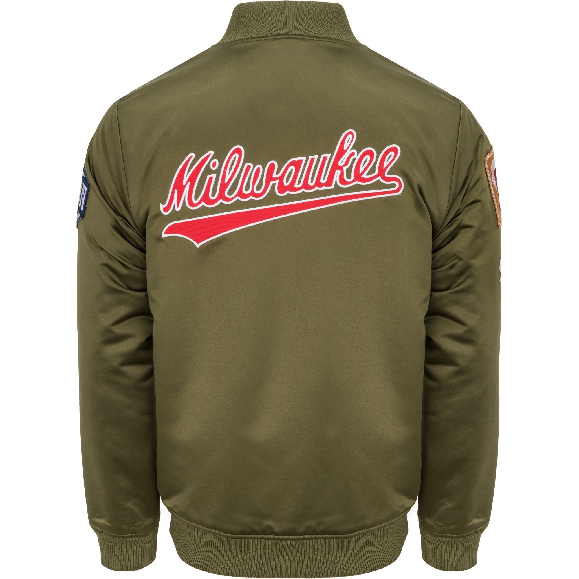 Mitchell & Ness Bomberjacke Satin PATCHES Milwaukee Bucks
