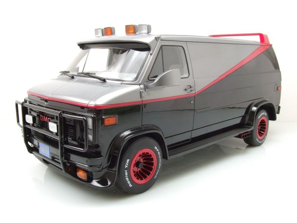 GREENLIGHT collectibles Modellauto GMC Vandura A-Team Van 1983 grau schwarz Modellauto 1:12 Greenlight, Maßstab 1:12