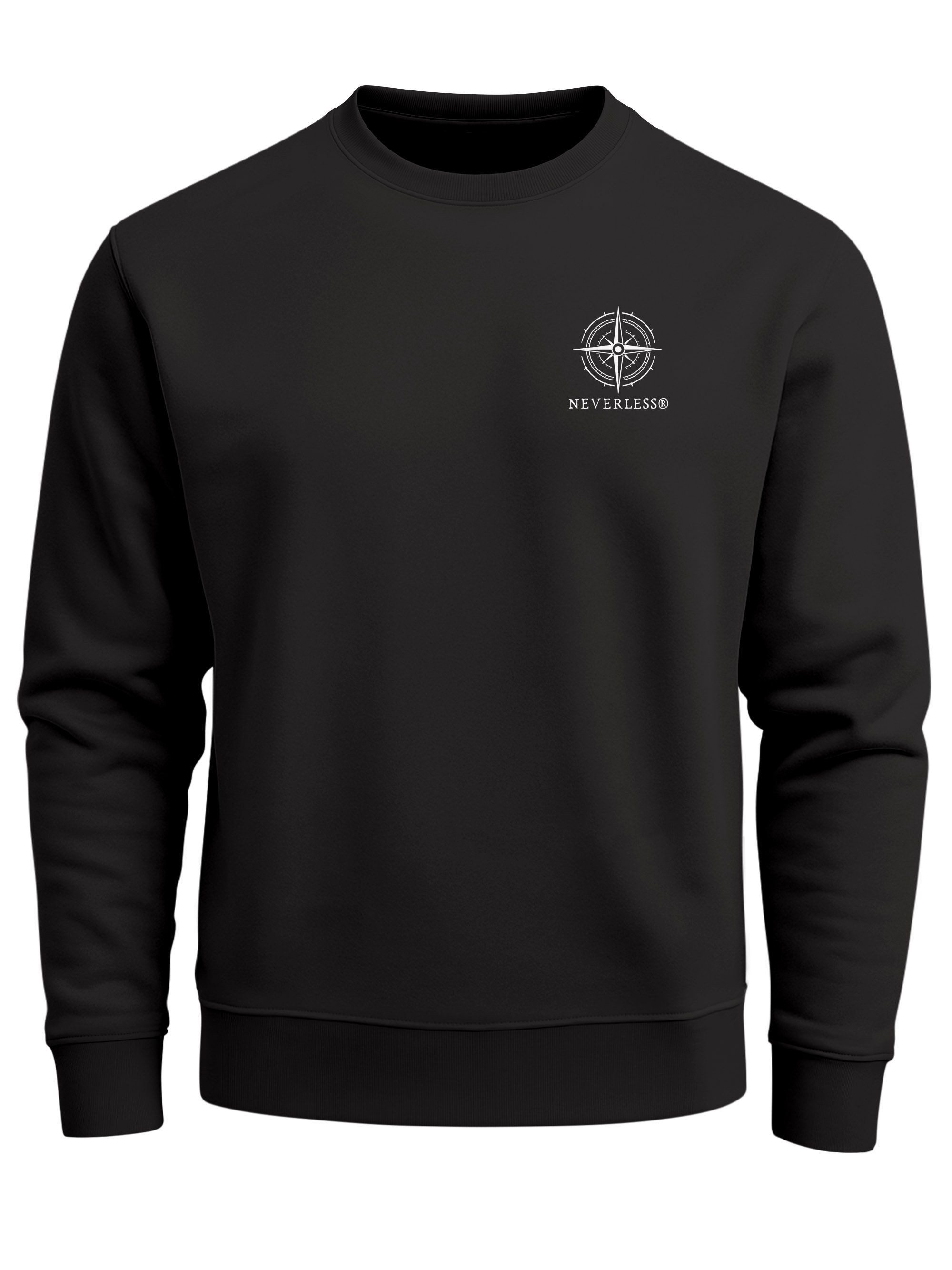 Sweatshirt Sweatshirt Herren Pullover mit Backprint Kompass Outdoor Symbolik