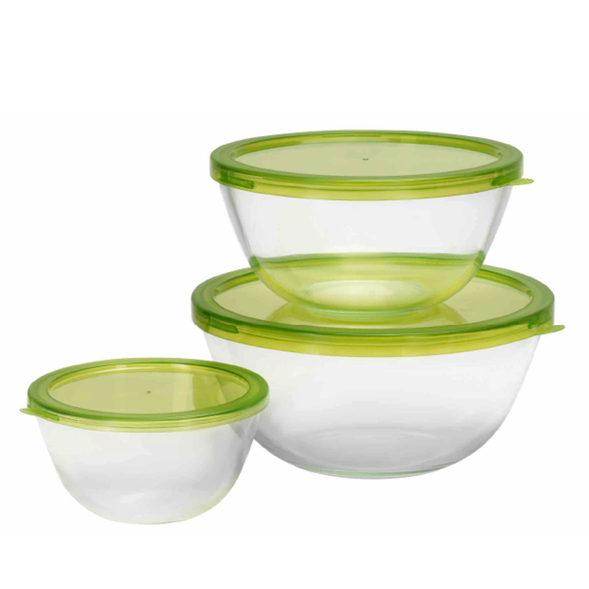 Lacers Salatschüssel Lacers PurpleLine 6-tlg. Glas-Salatschüssel-Set mit Deckeln, stapelbar, (6-tlg)