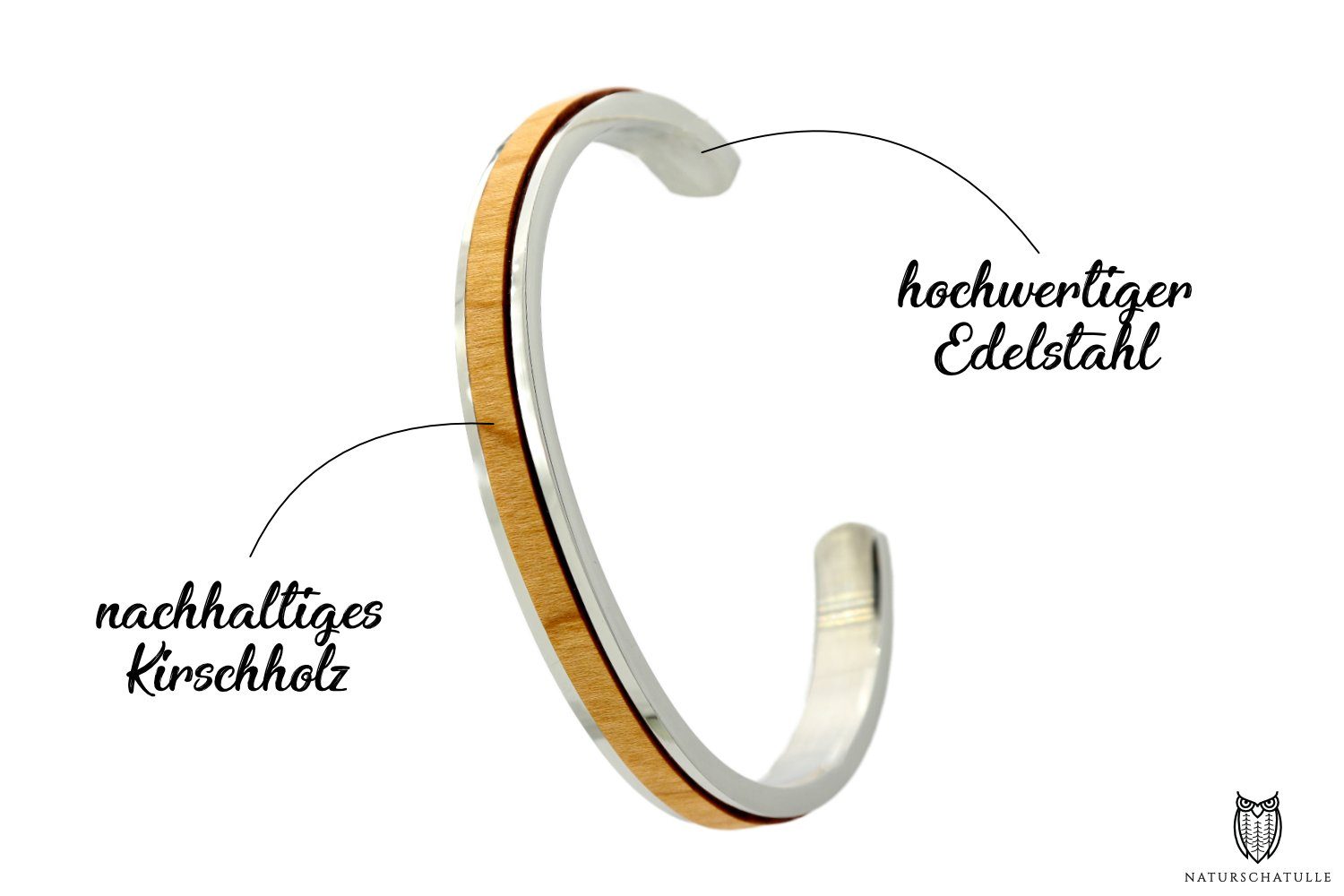 NaturSchatulle Armreif Shine (Holzschmuck), Silber, Rosegold, Armband, Damen, Frauen, Armschmuck, Accessories