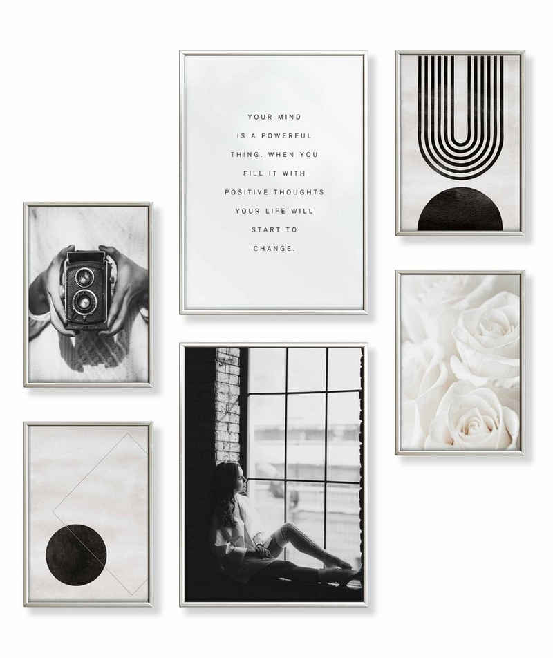 Heimlich Poster Set als Wohnzimmer Deko, Bilder DINA3 & DINA4, Rosen Abstrakt Modern, Abstrakt